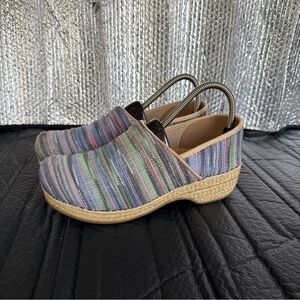 DANSKO Jute Pro  Multicolor Rainbow Artisan Weave Clogs Womens Size EU 40/US 8.5